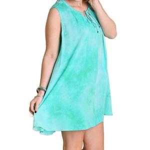 NEW UMGEE tie dye sleeveless keyhole dress - plus in mint